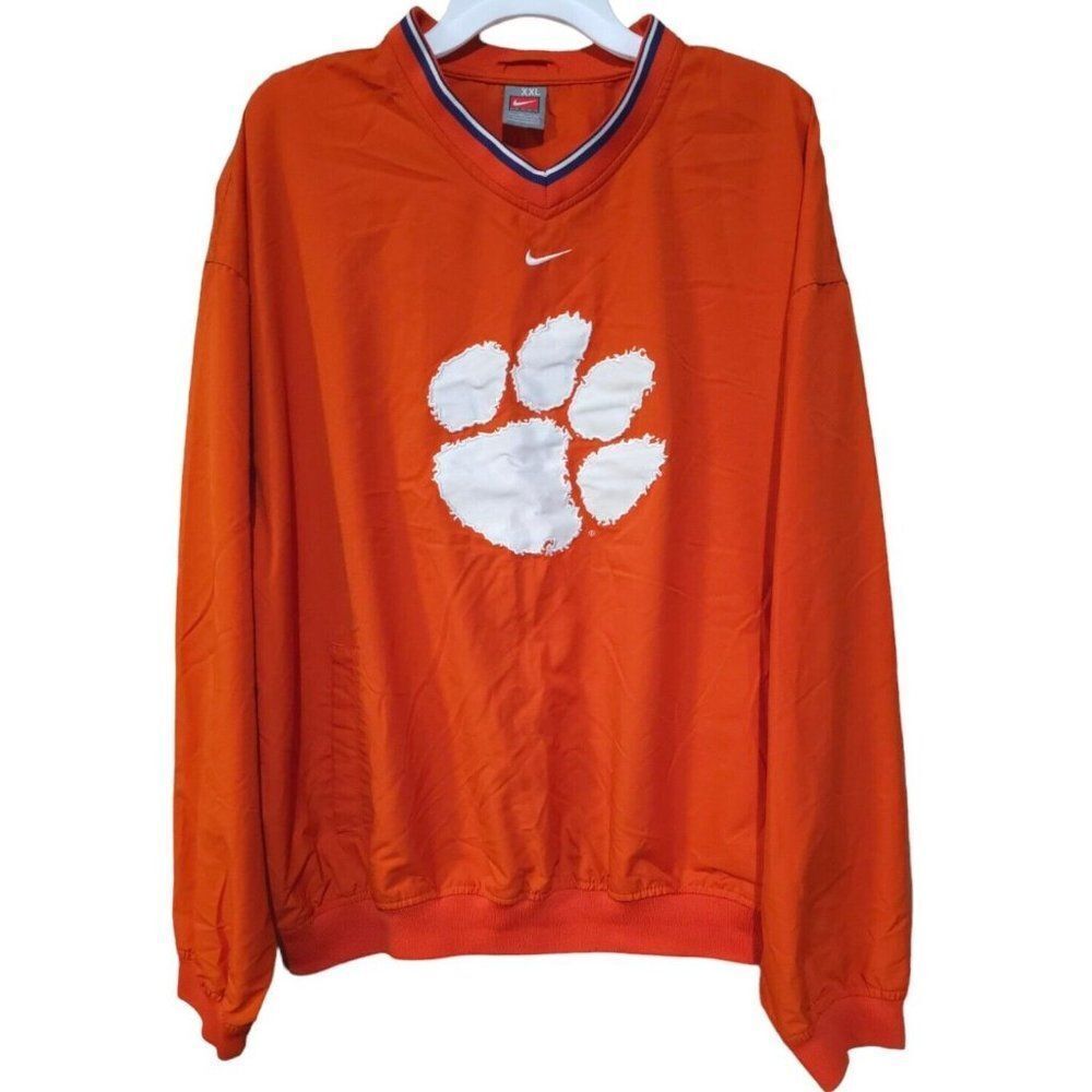 Vintage Nike Team Size XXL Clemson Tigers V Neck Windbreaker Warm Up Jac…